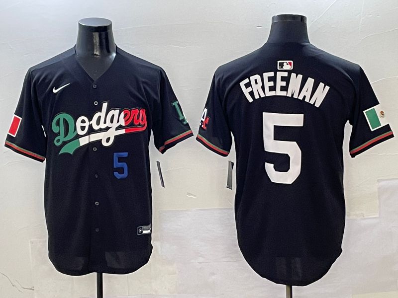Men Los Angeles Dodgers 5 Freeman Black Mexico Nike 2025 MLB Jersey style 3
